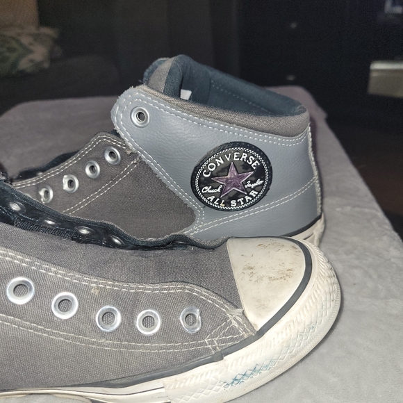 CONVERSE CHUCK TAYLOR 2 Tone Gray Leather & Canvas High Tops - Picture 9 of 13